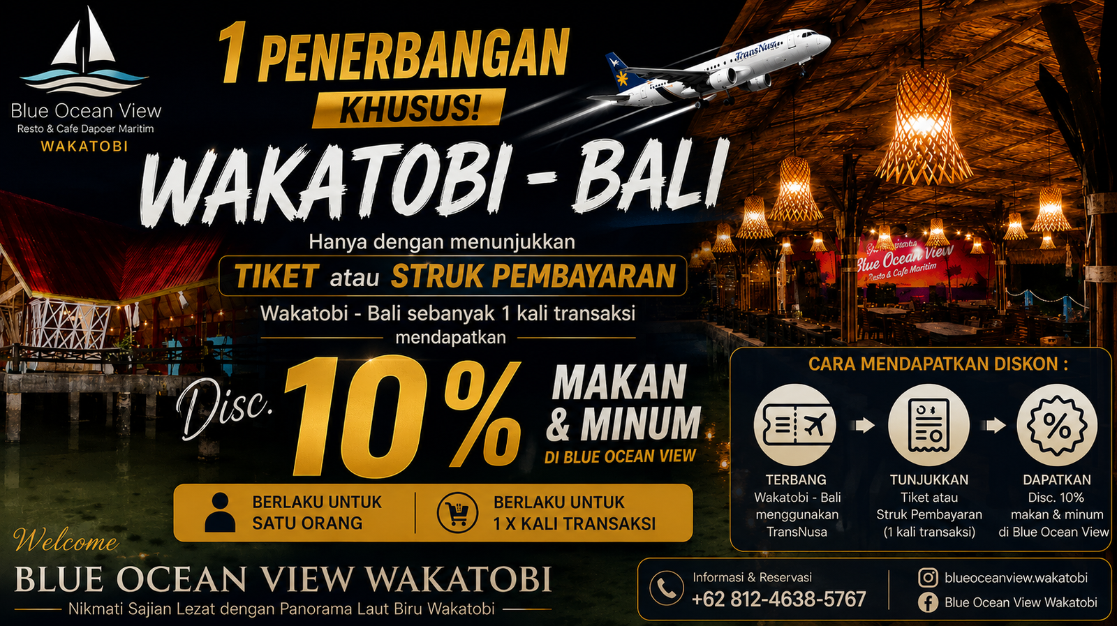 Blue Ocean View Resto & Cafe Berikan Diskon 10 Persen untuk Penumpang Rute Bali–Wakatobi